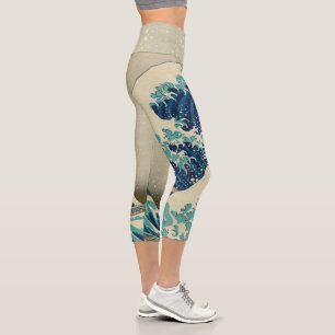 Leggings Capri Japon - Art japonais (Grande vague au large de Kan