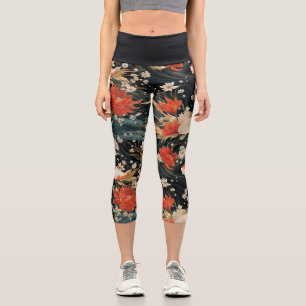 Leggings Capri Japonais Koi Poisson Motif