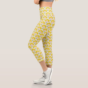 Leggings Capri Jardin Fleur Jaune Retro Motif