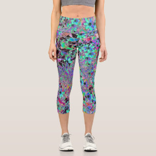 Leggings Capri Jardin pourpre avec fleurs psychédéliques Aquamari
