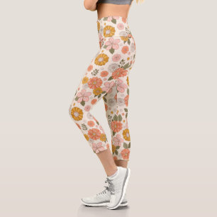 Leggings Capri Jardin rose et orange Motif
