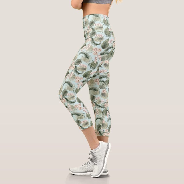 Leggings Capri Jardin tropical Motif orchidée et palmier (Gauche)