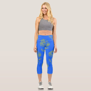 Leggings Capri Jaune Motif de tournesol
