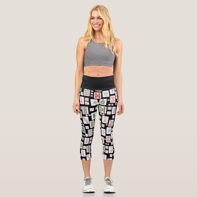 Leggings Capri Jeu de cartes Mahjong (Recto)