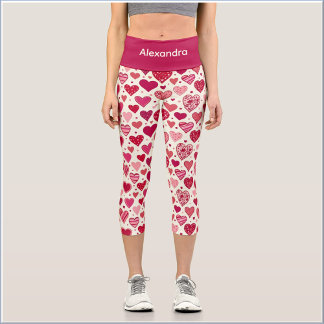 Leggings Capri Joli Coeur Rouge Rose Sucré