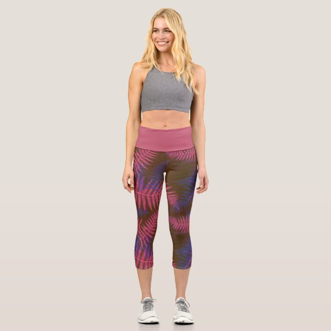 Leggings Capri Joli Feuilles tropicaux (Recto)