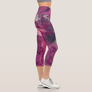 Leggings Capri Joli Magenta Purple Geode Crystal Rock Motif