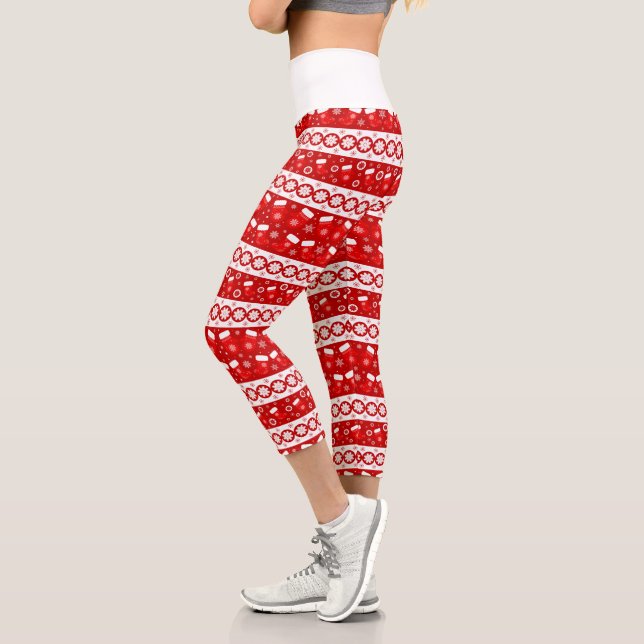 Leggings Capri Joli Noël Mittens et Motif de bas (Gauche)