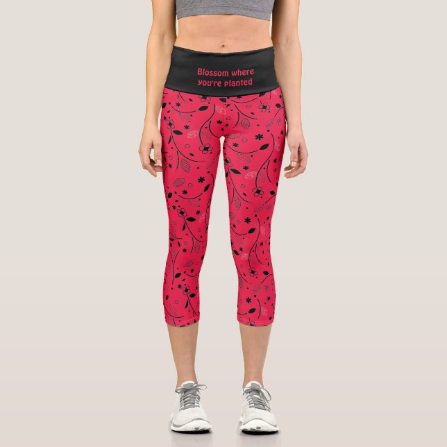 Leggings Capri Joli | Personnalisé | Crimson Red | Impression flo (Recto)