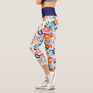 Leggings Capri Jolie Fleur Colorée Florale Fleur Sauvage