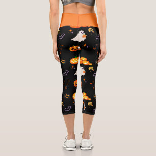 Leggings Capri Jolie Fun Citrouille fantôme chauve-souris sorcièr