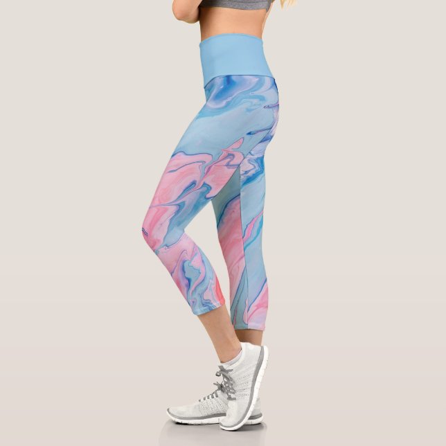 Leggings Capri Jolie peinture coulée pastel (Gauche)