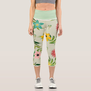 Leggings Capri Jolies Fleurs et Couleurs Mixtes