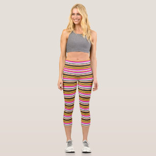Leggings Capri Jolies rayures noires orange