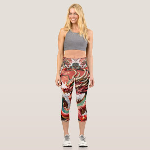 Leggings Capri Jour de l'an chinois Dragon 2024 Zodiac Anniversai