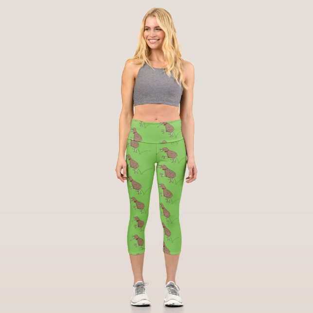 Leggings Capri Joyeux kiwi de saut avec dessin de cravate arc (Recto)