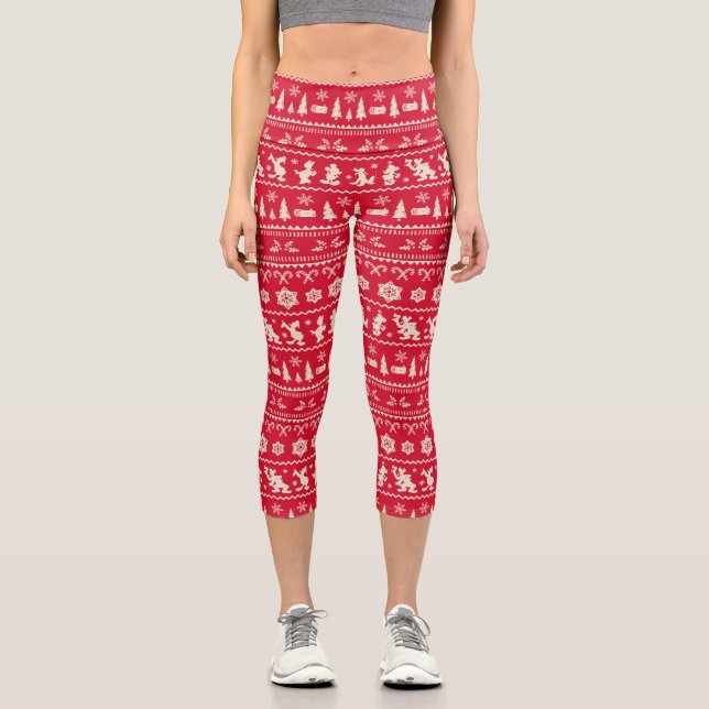 Leggings Capri Joyeux Noël | Mickey Mouse Snowflake Motif (Recto)