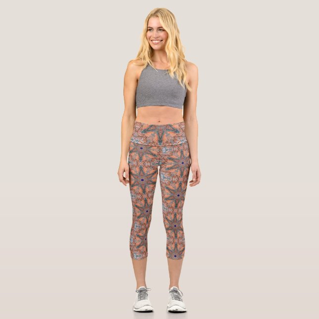 Leggings Capri Kaléidoscope de corail aquatique01 (Recto)