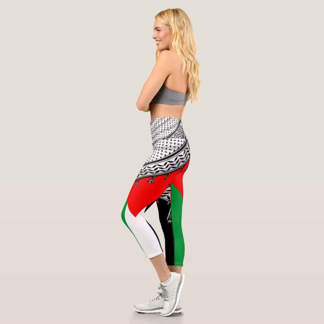 Leggings Capri Keffiyeh Écharpe palestinienne tissu traditionnel (Gauche)