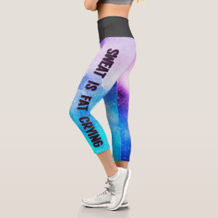 Leggings Capri La sueur est grasse pleurant bleu et violet