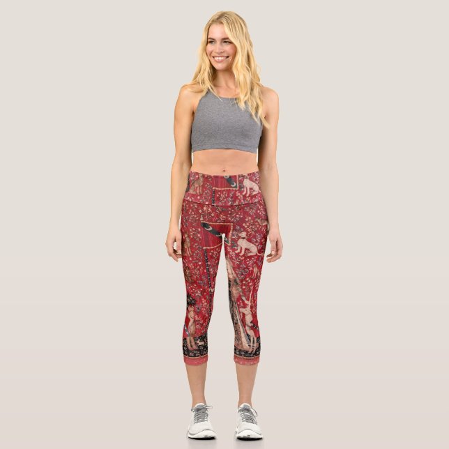 Leggings Capri Lady and Unicorn Medieval Tapestry Touch (Recto)
