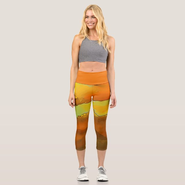 Leggings Capri Lampe de lave, orange et jaune (Recto)