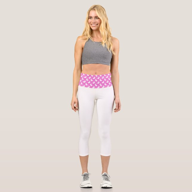 Leggings Capri lapin rose et blanc (Recto)