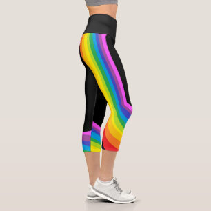 Leggings Capri Le Yoga Arc-en-ciel pique le Capri Noir avec une c