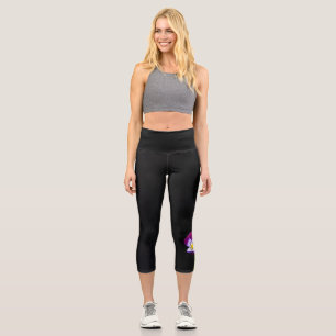 Leggings Capri Lecapa aux fleurs de violet