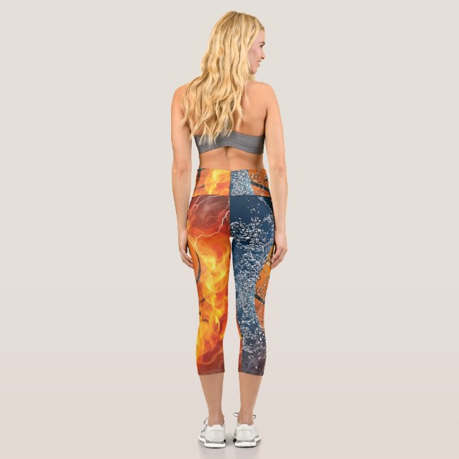 Leggings Capri Lecteur de ballon à flammes (Verso)