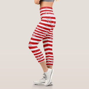 Leggings Capri Légendes de Noël rayées de bonbons