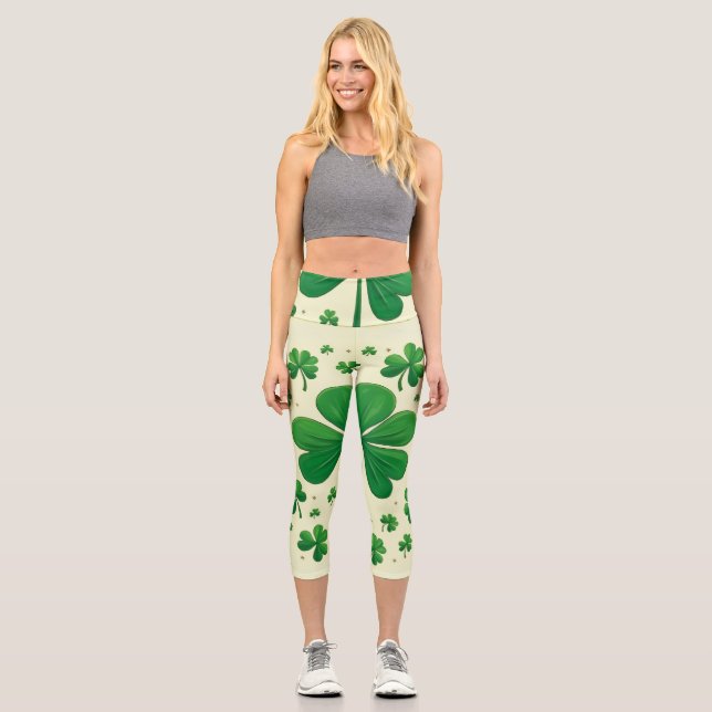 Leggings Capri Légendes de trèfle à quatre feuilles Lucky (Recto)