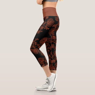 Leggings Capri Légendes de yoga Capri de couleur noire et rouille