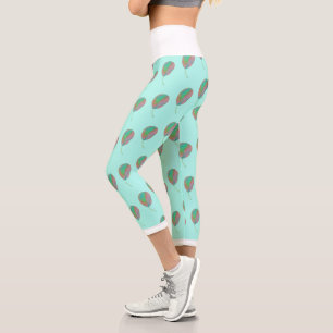 Leggings Capri Légendes d'impression à feuilles d'arbre à poires 