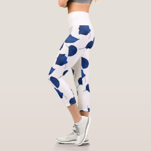 Leggings Capri Légendes d'impression de feuilles d'abricot stylis