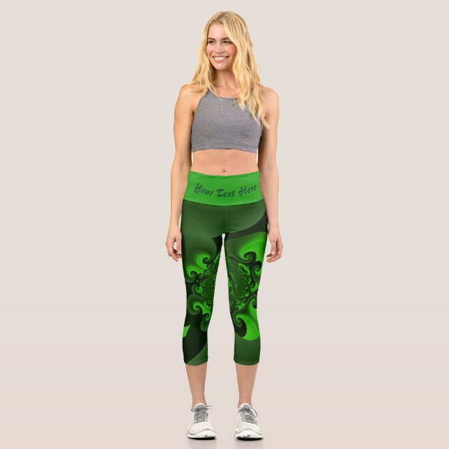 Leggings Capri Légendes D'Ondes Vertes Sombres Et De Spirale De L (Recto)