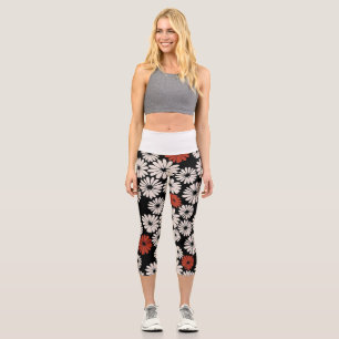 Leggings Capri Légendes imprimées de fleurs pour femmes