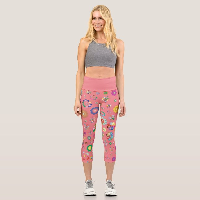 Leggings Capri Legging court multi fleurs (Recto)