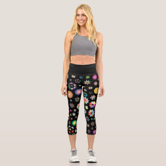 Leggings Capri Legging court multi fleurs