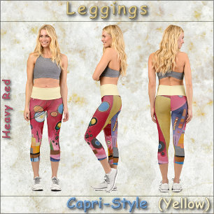 Leggings Capri LÉGUMES DE STYLE CAPRI -Rouge lourd -Abstrait +Jau