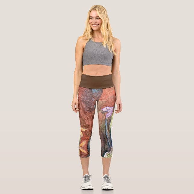 Leggings Capri Légumineuses capri d'usure active avec botanique a (Recto)
