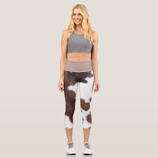Leggings Capri Légumineuses de capri brun et blanc (Recto)