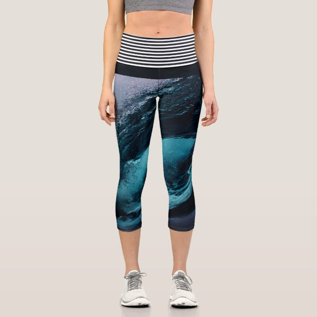 Leggings Capri Légumineuses de capri de l'océan bleu (Recto)