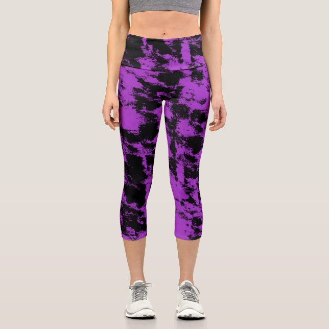 Leggings Capri Légumineuses de capri noir pourpre (Recto)