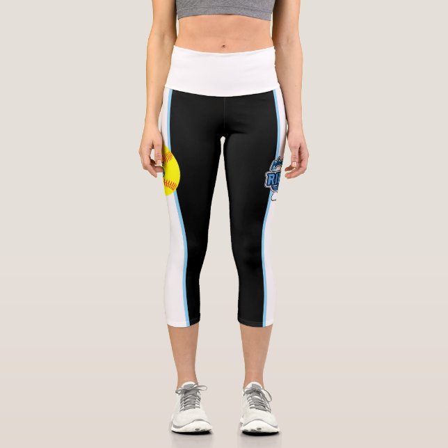 Leggings Capri Légumineuses rayées au logo blanc (Recto)
