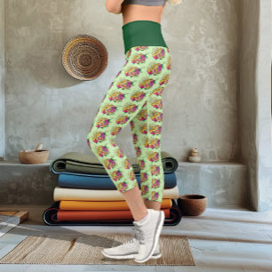 Leggings Capri Léopard jaune Gecko Vert