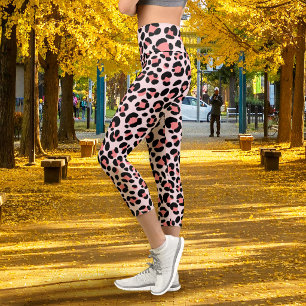 Leggings Capri Léopard Orange Noir Beige