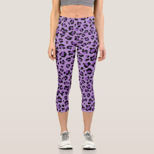 Leggings Capri Leopard Print, Léopard Spots, Purple Leopard