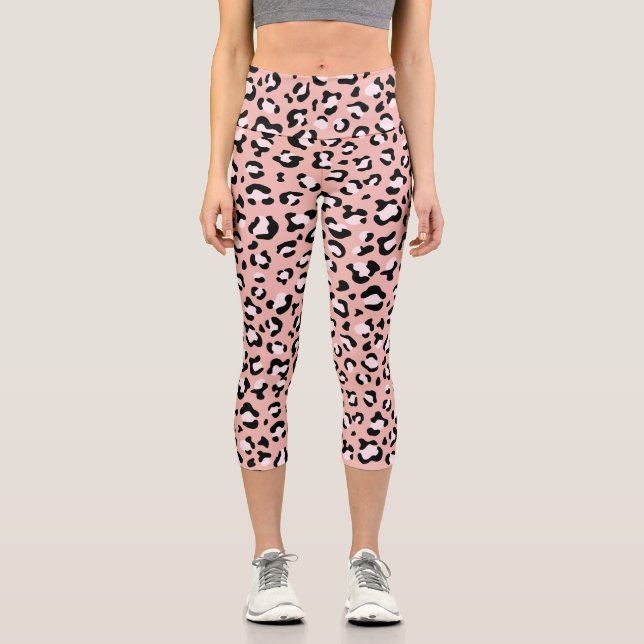 Leggings Capri Léopard Print, Léopard Spots, Rose Léopard (Recto)