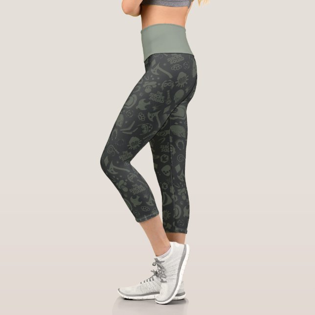Leggings Capri L'équipe du suicide | Motif d'icône de caractère (Gauche)